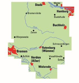 Blattschnitt Fahrradkarte Rotenburg Wümme ADFC Regionalkarte